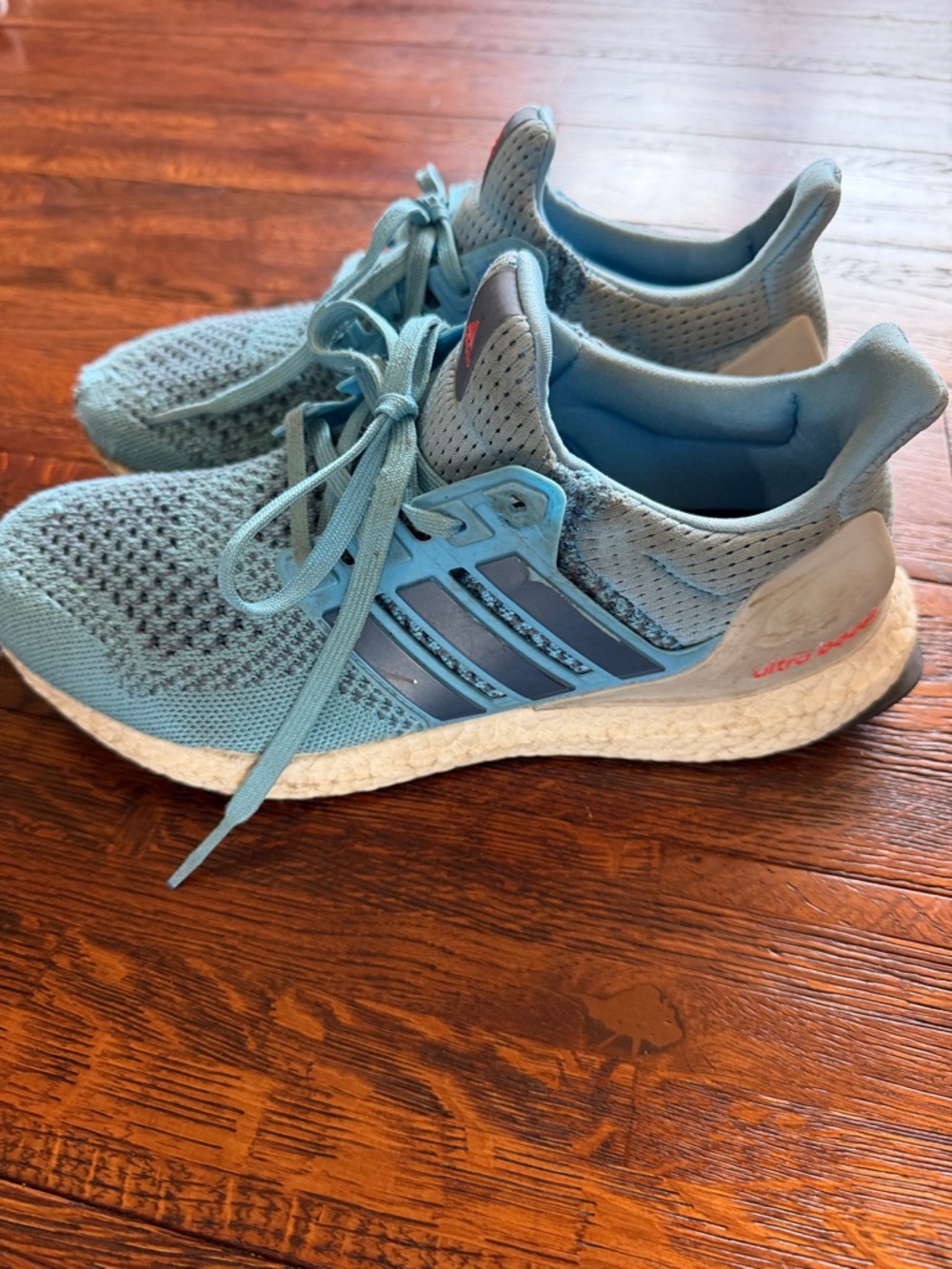adidas Light Blue Knit Ultraboost Sneakers